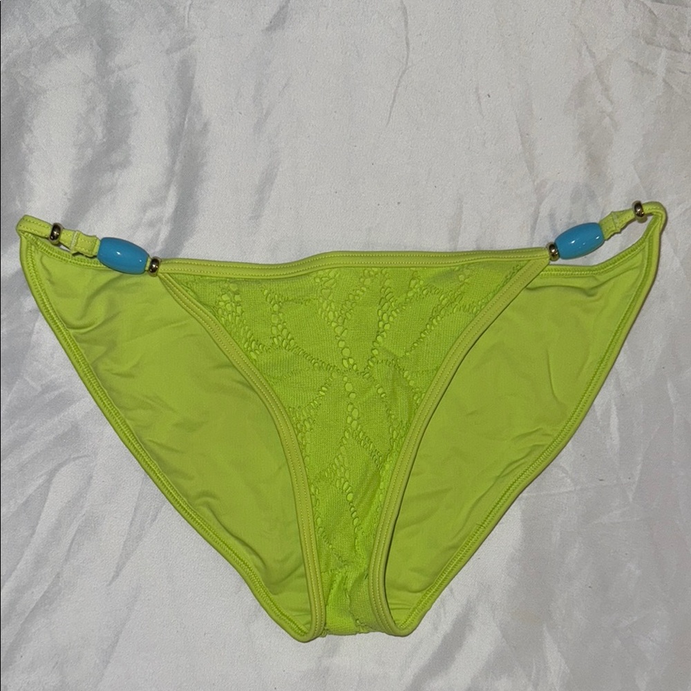 Vibrant Green Bikini Bottom with Bead Accents